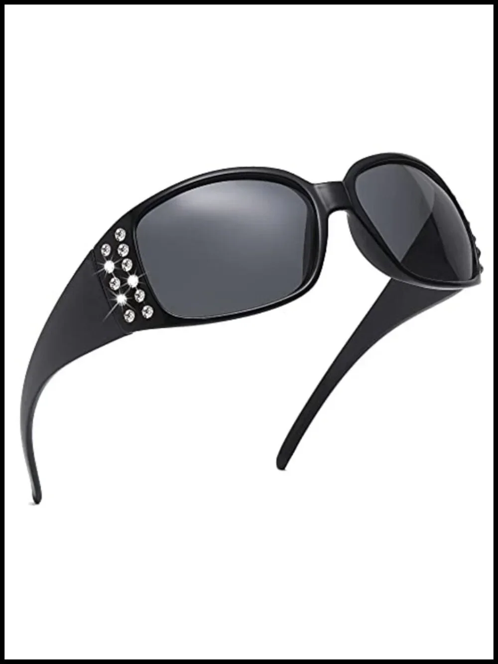 Polarized Oval Rhinestone Bling Sunglasses for Women UV Protection